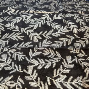 A Cardinal Christmas Hoffman Black Silver Branch Cotton Quitling Fabric 20X44